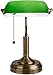 TORCHSTAR Retro Banker's Lamp, Green Glass Desk Light, Satin Brass Finish, E26 Base Bulb Compatible, 350 Degrees Rotatable, Pull Cord Switch Included for Living Room, Nightstand Table, Bedroom