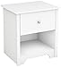 South Shore Vito 1-Drawer Nightstand, Pure White with Matte Nickel Handles