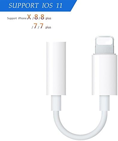 Lightning to 3.5mm Headphone Jack Adapter for iPhone X/8/8 Plus/7/7 Plus iPhone6S/6/iPod/iPad.Aux Converter Earphone Jack Adapter Accessories Support IOS 11 (White)