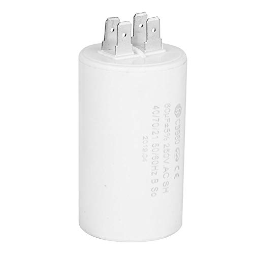 CBB60 Capacitor 60uF 250V AC 50/60Hz Run Capacitor for Motor Start-up Cylinder Shaped Run Round Capacitor for Washer Condenser Air Conditioners Compressors Pump Motors 50/60Hz AC 250 Volt, White: Industrial & Scientific