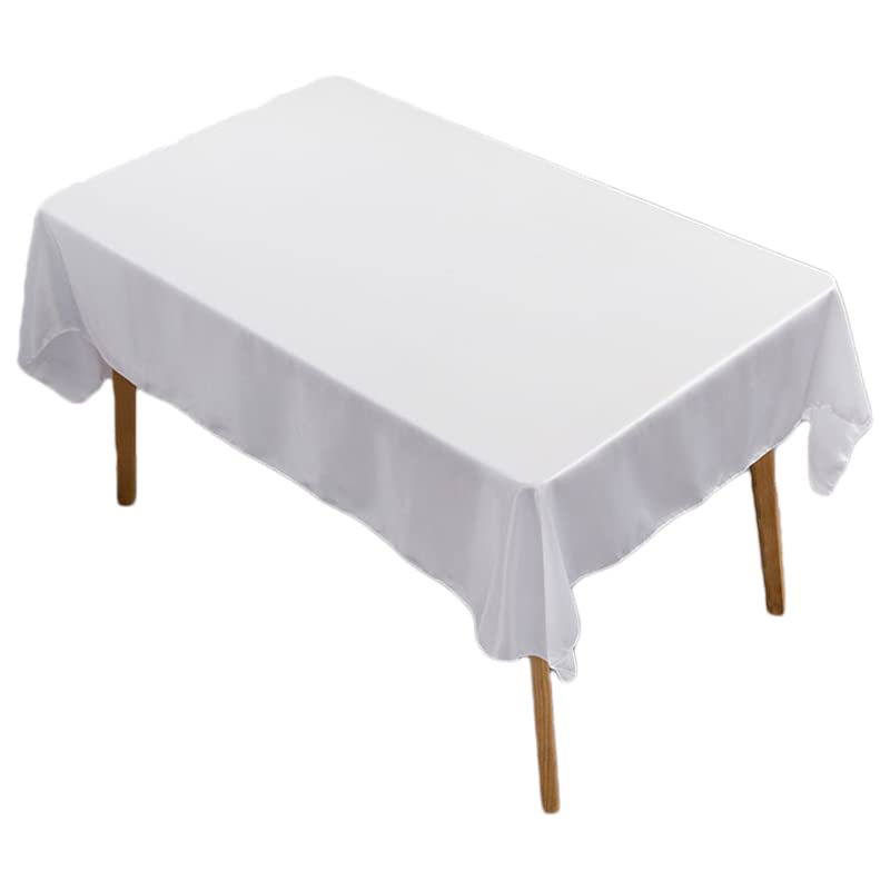 Kuuleyn White Tablecloths, Tablecloth Rectangle White Table Cover Cloth Polyester 145x305cm for Dining Room Wedding Banquet Hotel