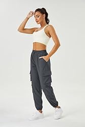 COPYLEAF Womens Parachute Cargo Pants with Pockets