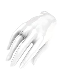 Anillo de compromiso de oro blanco de 14 quilates con diamante de imitación clásico de 2 quilates, 6 puntas con piedras laterales