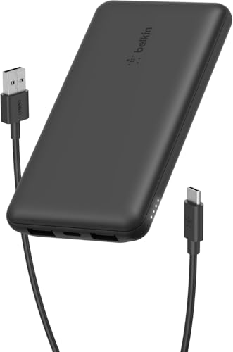 BoostCharge 10000mAh Power Bank mit USB C und USB A Ports – Schwarz