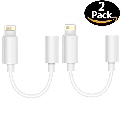 (2-Pack) Maserus Lighting to 3.5mm Headphones Jack Adapter Cable Compatible Phone 7/7 Plus and More (iOS 10 only) (White) Accessories