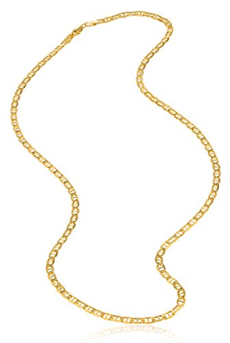 PRINS JEWELS 18 Carat Italian Flat Navy Necklace in 750/1000 Yellow Gold Unisex – Width 3 mm