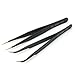 AllBeauty 2 Pcs Eyelash Extension Speckled Black Straight & Curved Tweezers Make Up Tool