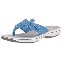 Clarks Brinkley Flora Flip-Flop, Blue Synthetic, 9 Medium