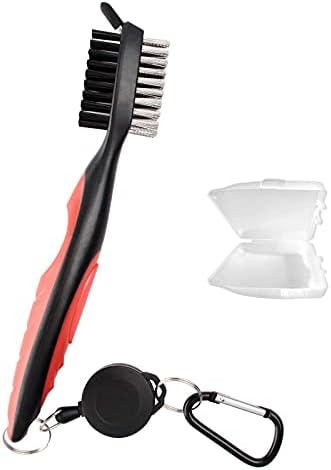 Qidie Golf Club Brush Groove Cleaner Brush Nylon & Steel Brush Double Sided with Spike Retractable Zipper Line Durable Cleaning Tools Carabiner-Lightweight Ergonomic Design (red) Qidie Golf Club Brush Groove Cleaner Brush Nylon & Steel Brush Double Sided with Spike Retractable Zipper Line Durable Cleaning Tools Carabiner-Lightweight Ergonomic Design (red)