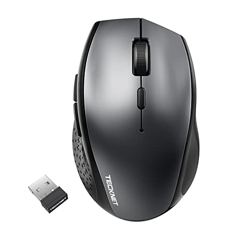 TECKNET Maus Kabellos, 2.4GHz Bluetooth Maus 3200 DPI (Tri-Mode: BT 5.0/3.0 2.4G), Tragbare Funkmaus Können DREI Geräte Gleichzeitig Verbinden Distance 15m für PC Computer, Windows, Mac OS, Android