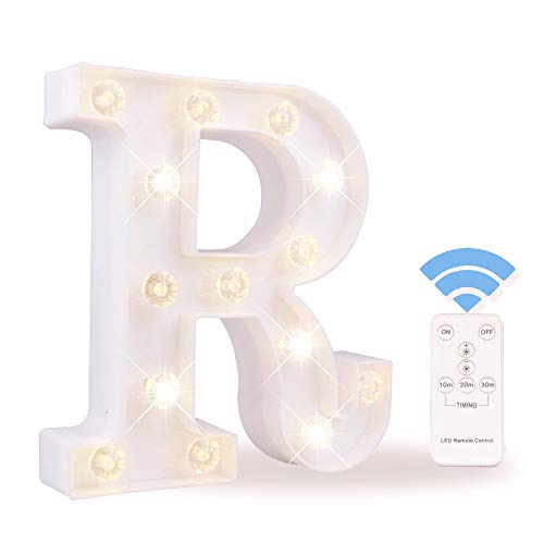 Light Up Letters, LED Letter Lights 26 Alphabet, Diamond Bulb Marquee Light Up Letters, Lighted Letter Sign Night Light for Home Party Wedding Birthday Graduation Decor-R