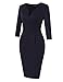 HiQueen Women's 3/4 Sleeve Official Wear to Work Retro Business Bodycon Party Pencil Dress (Navy XXL)