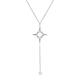 Amanda Rose Star and Cubic Zirconia Lariat Necklace in Sterling Silver on a 16-18 in. Adjustable Chain
