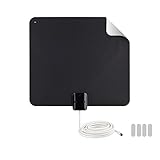 RCA Indoor TV Antenna TV Digital HD - Thin Film Indoor Antenna with Reversible Multi-Directional HDTV VHF + UHF Reception 45 Mile Range from Black (AZON008)
