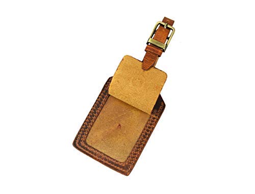 Genuine Leather Luggage Tags Travel ID Bag Baggage Suitcase Labels By Aaron Leather (Fire Brown)