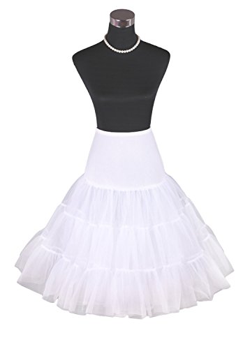Luyan White 50s Vintage Rockabilly Net Petticoat Skirt Tutu 26" Length White (14)