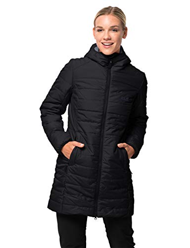 Jack Wolfskin Women's Maryland Windproof Insulated Long Jacket, Black, XX-Large (Best Winter Coats Uk)