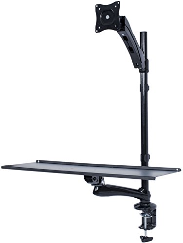 VIVO Single Monitor Sit-Stand Height Adjustable Workstation Standing Desk Mount w/ Gas Spring / Holds 1 Screen 13