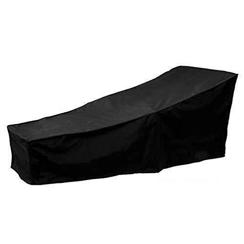 1Pc Outdoor Sun Lounger Covers Waterproof Garden Rattan Sunbed Cover Anti-UV Patio Furniture Protector with PVC Lining Black 2.08m X 0.76m X 0.41-0.79m / 6.82ft X 2.49ft X 1.34-2.59ft