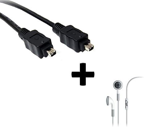 Poyblock Firewire 4-4 DV Video Cable Cord for Panasonic PV-GS19 PV-GS12 PV GS9 GS4 GS5 miniDV Camcorder (6ft) + Earphone w Mic