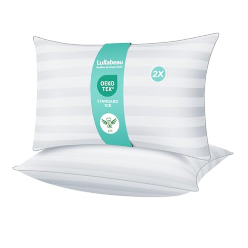 Lullabeau Pillow 40 x 70 cm Set of 2, Soft Pillows, Luxury Hotel Quality, Classic Pillows, Breathable and Soft, Washable, Ideal for Side Sleepers, Back and Belly Sleepers