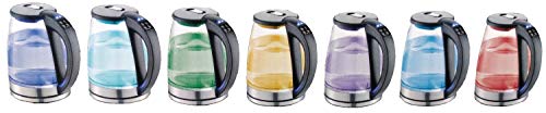 Glas Wasserkocher 1,8 Liter | 2200 Watt | Edelstahl mit Temperaturwahl | Teekocher | 100% BPA FREI | Warmhaltefunktion | LED Beleuchtung im Farbwechsel | Temperatureinstellung (40°C-100°C) – Bild 5