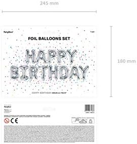 PartyDeco - Set Balloons Mylar Letters for Lettering Happy Birthday 35 cm Silver, Color, FB6M-018 - Image 3