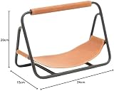Ivyline Kindling Holder Black Leather Hanging Fireplace Wood Log Cradle view 3
