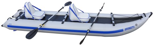 UPC 023634081320, Sea Eagle 435PS 14ft Inflatable Catamaran Kayak Incl Seats Oars Pump