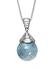 Sterling Silver Natural Milky Aquamarine Single Floating Gemstone Pendant Chain Necklace,18