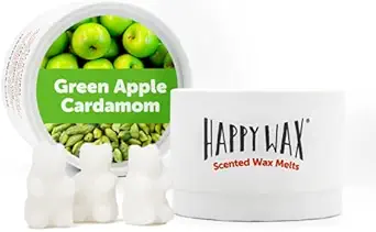 Happy Wax Green Apple & Cardamon Soy Wax Melts - Green Apple & Cardamon Scented Wax Melts Infused with Essential Oils - Cute Bear Shapes Perfect for Melting in Your Wax Warmer (3.6 Oz. Classic Tin)