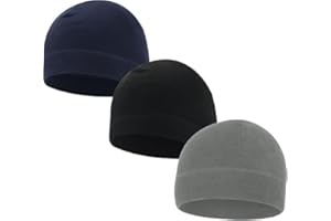 Nivofu 3pcs Winter Warm Skull Caps, Soft Polar Fleece Beanie Hat, Thick Windproof Helmet Liner for Women Men Outdoor Skiing C