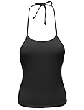 MBE Women's Basic Halter Neck Tied Crop Vest Top