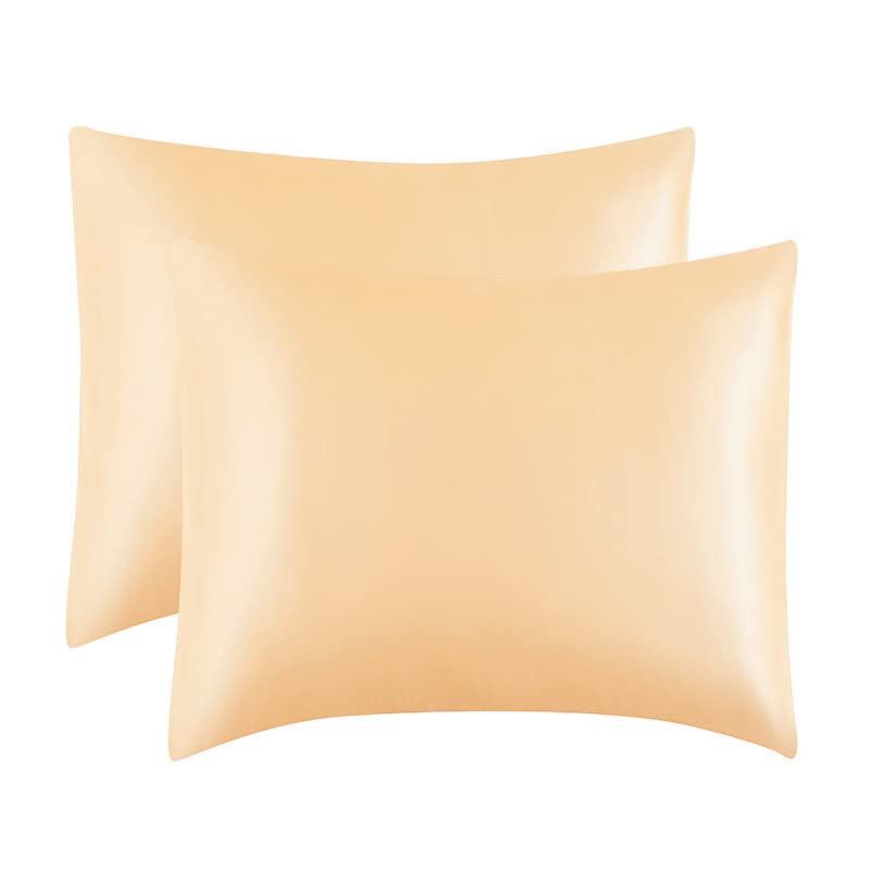 2 Pack Satin Silk Pillow Case Soft Pure Mulberry pillow Case Cover for Hair and Skin with Envelope Closure (Champagne, Standard(50x75cm))
