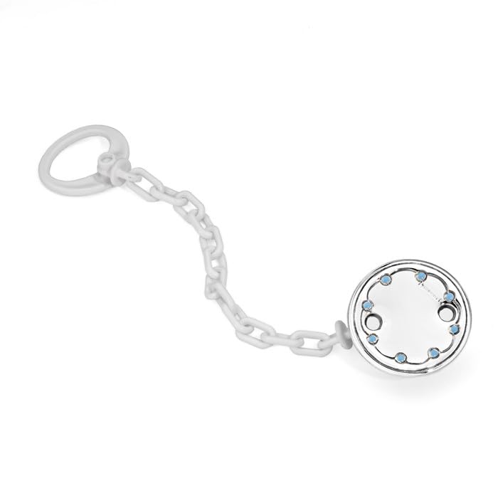 Peter Durán – Pacifier Clip Bodoque Blue/White Brightness