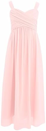 iEFiELKids Big Girls Ruching Bust Junior Bridesmaid Chiffon Dress Wedding Maxi Gown