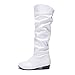 Blivener Women's Casual Knee High Riding Boots Pull on White US 10