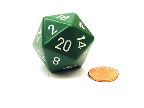 Jumbo d20 Counter - Opaque 34mm Dice: Green with White by Chessex Dice