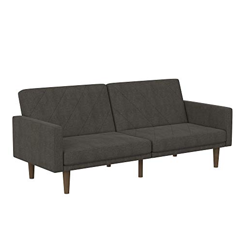 DHP Paxson Futon with USB Port, Convertible Sofa Bed, Dark Gray