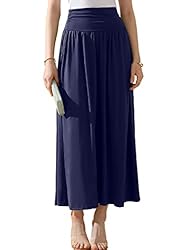 DOUBLJU Casual High Waisted Maxi Skirts with Pocket