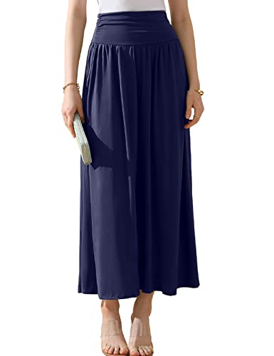 DOUBLJU Casual High Waisted Maxi Skirts with Pocket