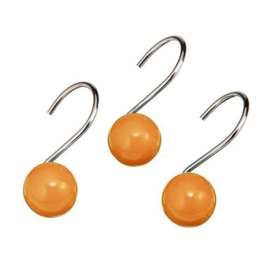 Creative Bath ORANGE Orbit 12 SHOWER CURTAIN HOOKS retro ball bath