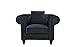 Classic Scroll Arm Large Velvet Living Room Chesterfield Accent Chair (Black)