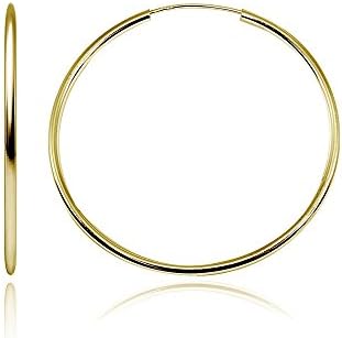 Hoops 4 LessSterling Silver Endless 2mm High Polished Round Lightweight Unisex Hoop Earrings
