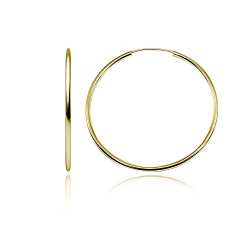 Hoops 4 LessSterling Silver Endless 2mm High Polished Round Lightweight Unisex Hoop Earrings