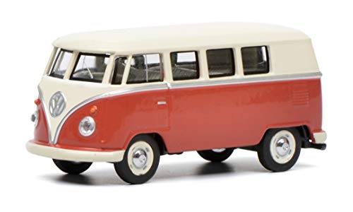 Schuco 452017100 VW T1 Bus, beige 1:64 Volkswagen Herz 452017100-VW, Modellauto, Modellfahrzeug, rot, Creme