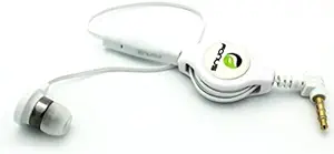 White Retractable In-Ear Mono Headset Wired Single Earbud Earphone with Microphone for iPhone 6, 6 Plus, iPhone 5S, 5C, 5, 5G, 4S 4 4G (AT&T, T-Mobile, Alltel, Boost, Virgin Mobile, Sprint, Verizon, Net10, Straight Talk, Cricket, US Cellular, Unlocked)