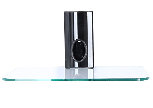 DVD Wall Mount Bracket Shelf, 1 x Strengthened Clear Glass Black Column DVD Players/Cable Boxes/Games Consoles/TV Accessories (Black)
