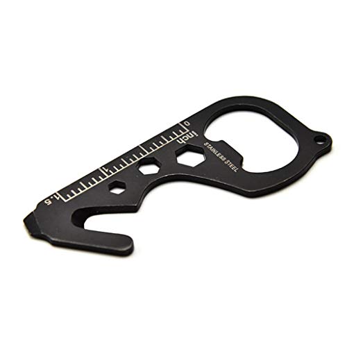 Sihand Bottle Opener Keychain Pliers Keychain Stainless Steel Multi-Function Tool Card Opener Pocket Tool (Black)