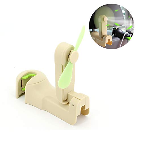 GOVOW-Tech Small Fans Electric for Women & Children Car Auto Holder Hook Bag Coat with The Fan Three Gear Beige